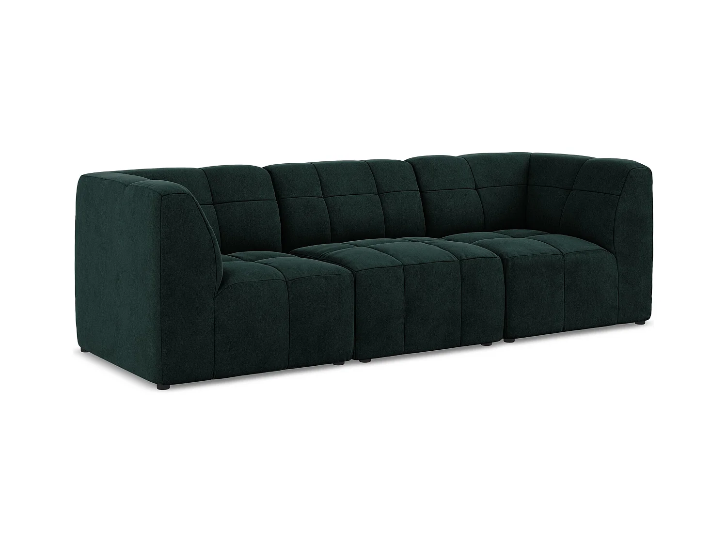 Modulares 3-Sitzer Sofa - - Samt - Grau Grün - ALOHA