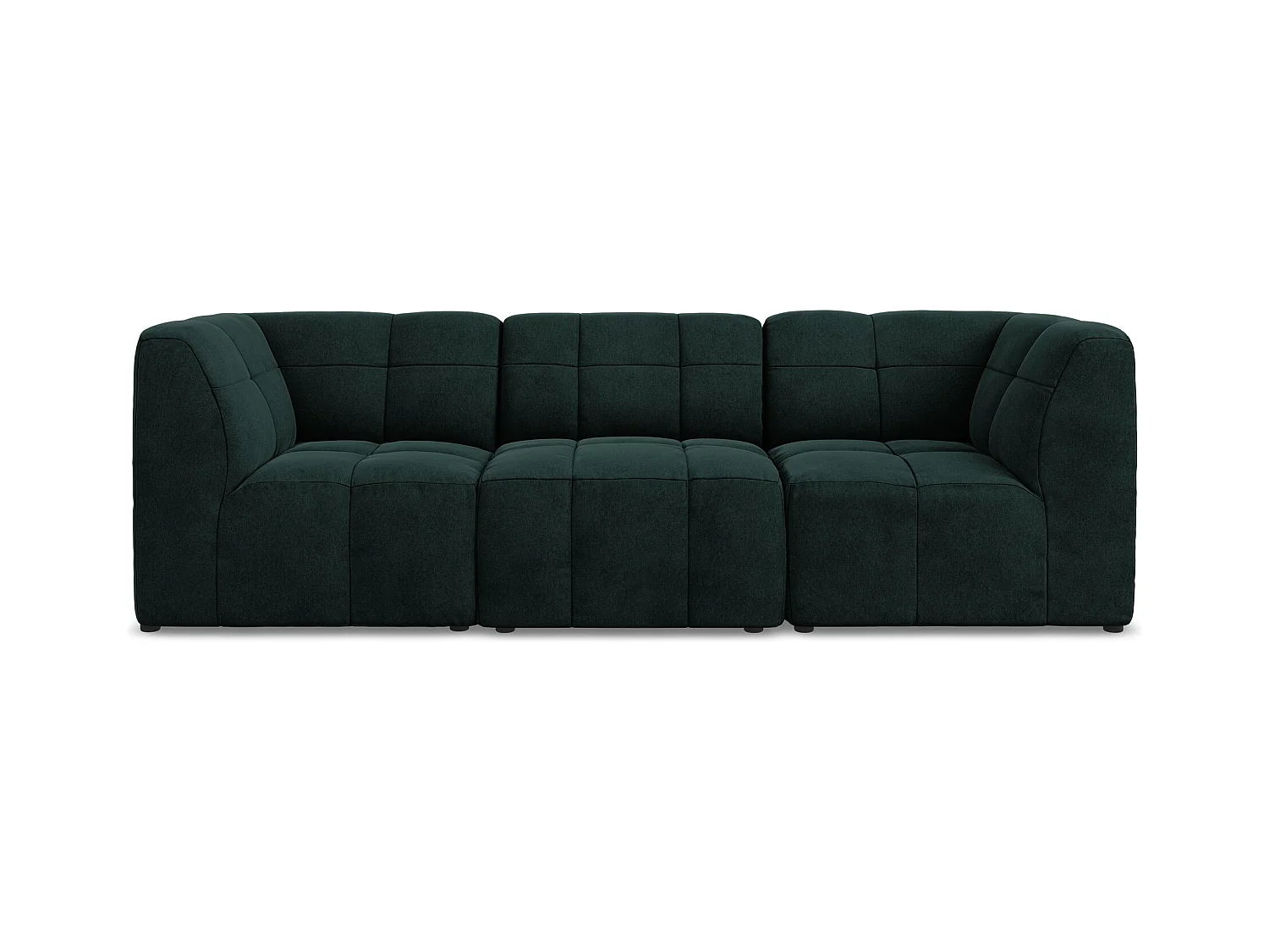 Modulares 3-Sitzer Sofa - - Samt - Grau Grün - ALOHA