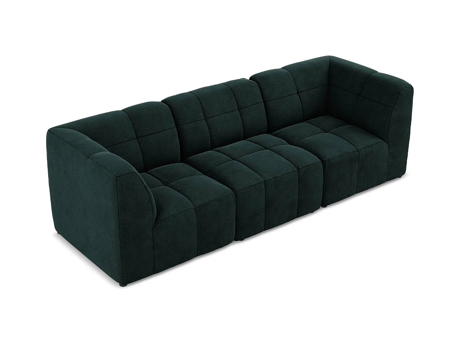 Modulares 3-Sitzer Sofa - - Samt - Grau Grün - ALOHA