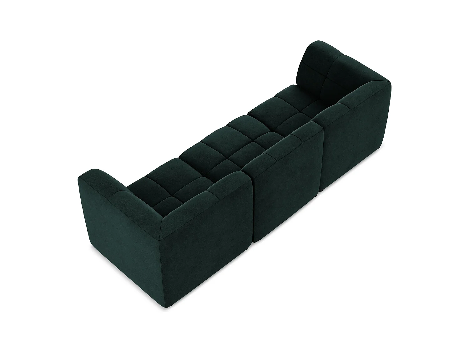 Modulares 3-Sitzer Sofa - - Samt - Grau Grün - ALOHA