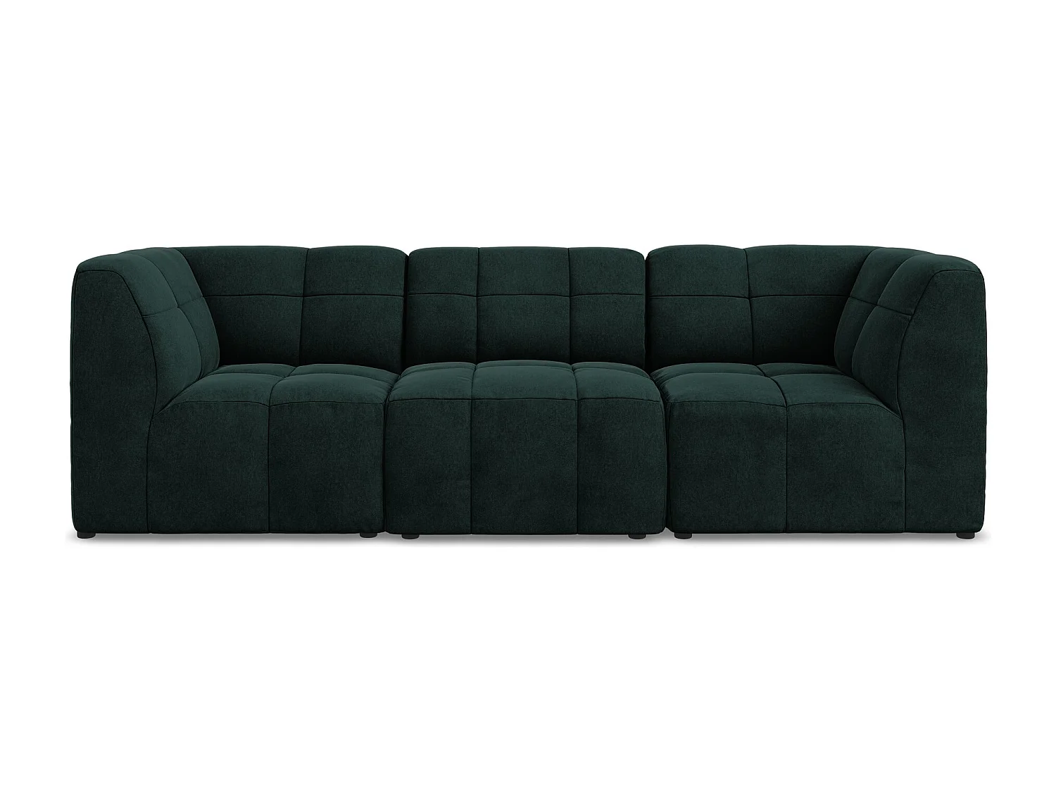 Driezits modulaire bank van grijsgroen velours - ALOHA