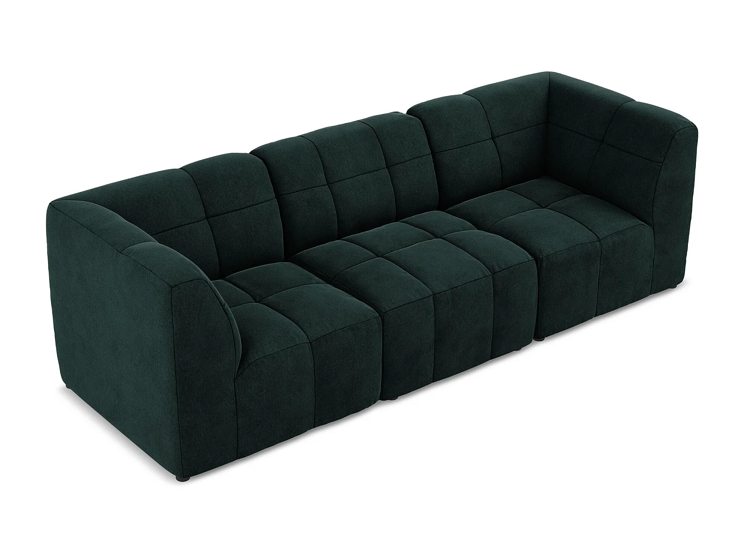 Driezits modulaire bank van grijsgroen velours - ALOHA