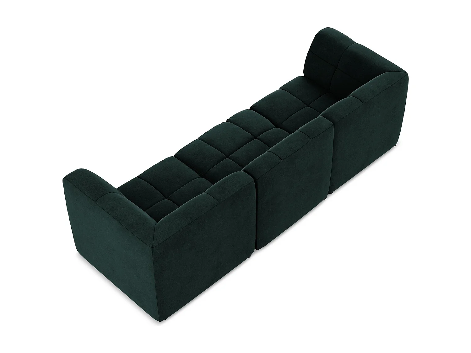 Driezits modulaire bank van grijsgroen velours - ALOHA