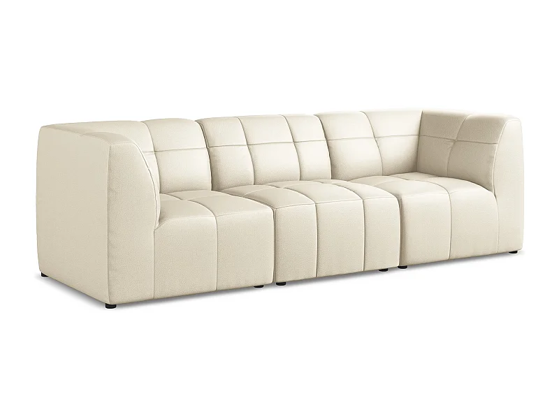 Canapé modulable 3 places en similicuir - beige clair - ALOHA