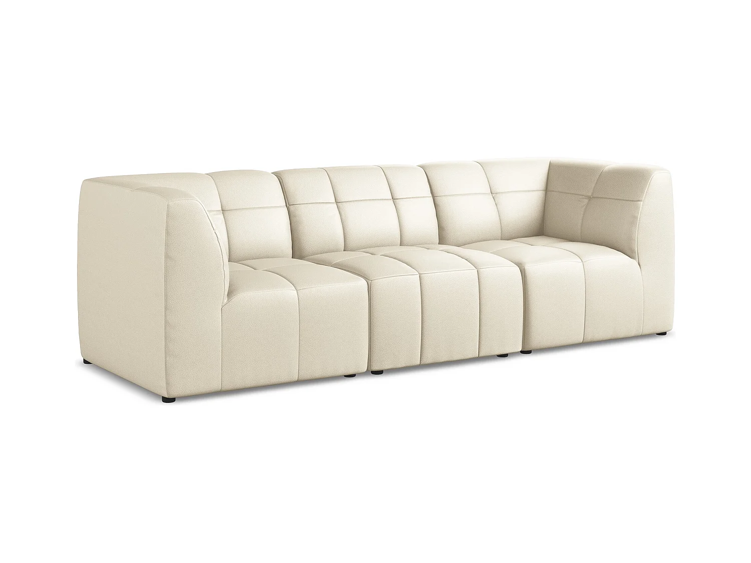 Canapé modulable 3 places en similicuir - beige clair - ALOHA