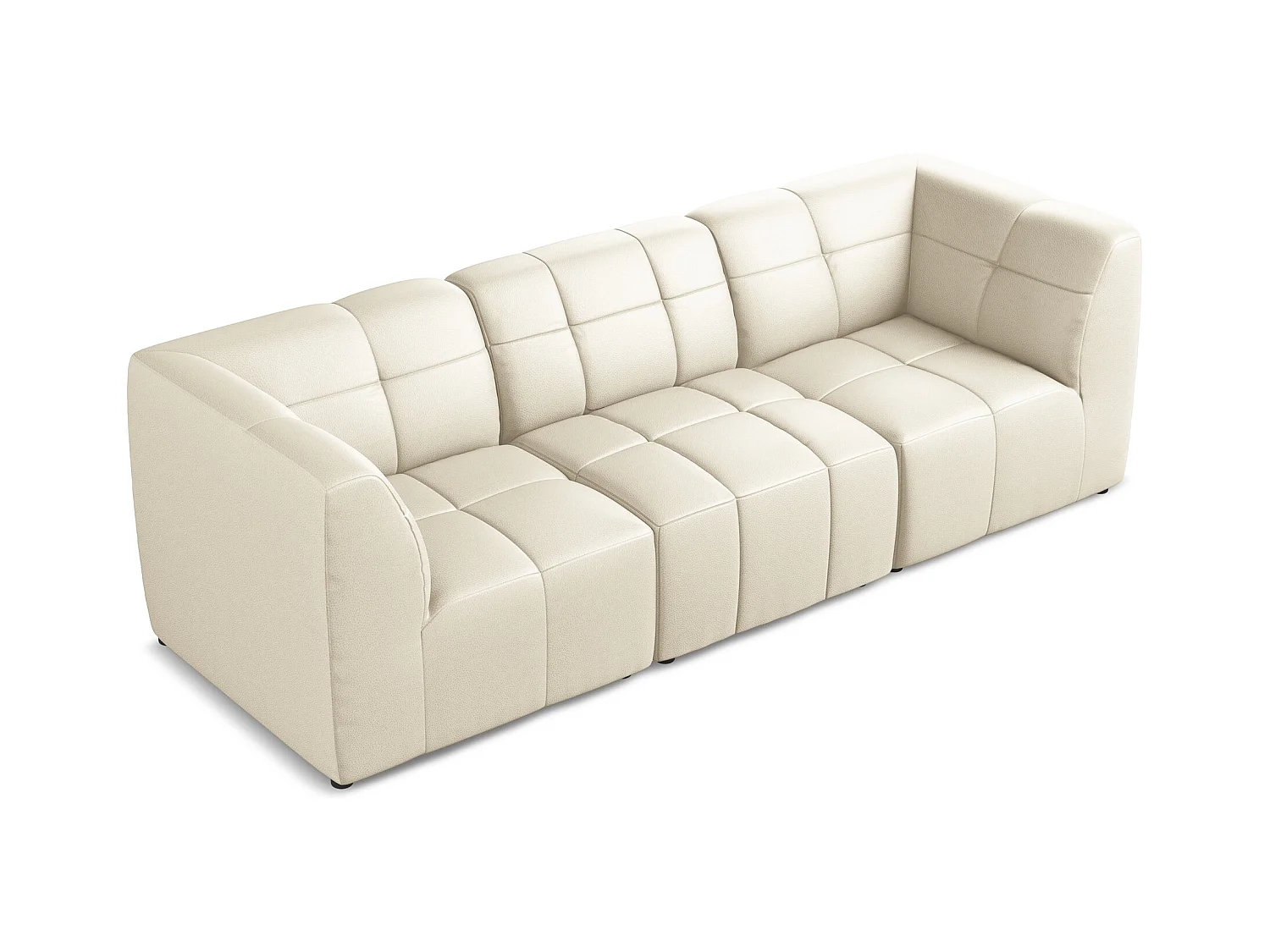 Canapé modulable 3 places en similicuir - beige clair - ALOHA