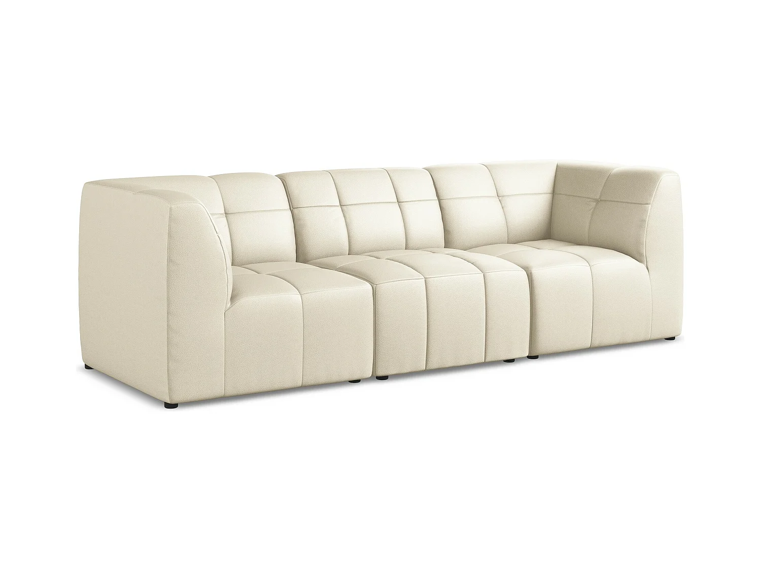 Modulares 3-Sitzer Sofa - - Kunstleder - Hell beige - ALOHA