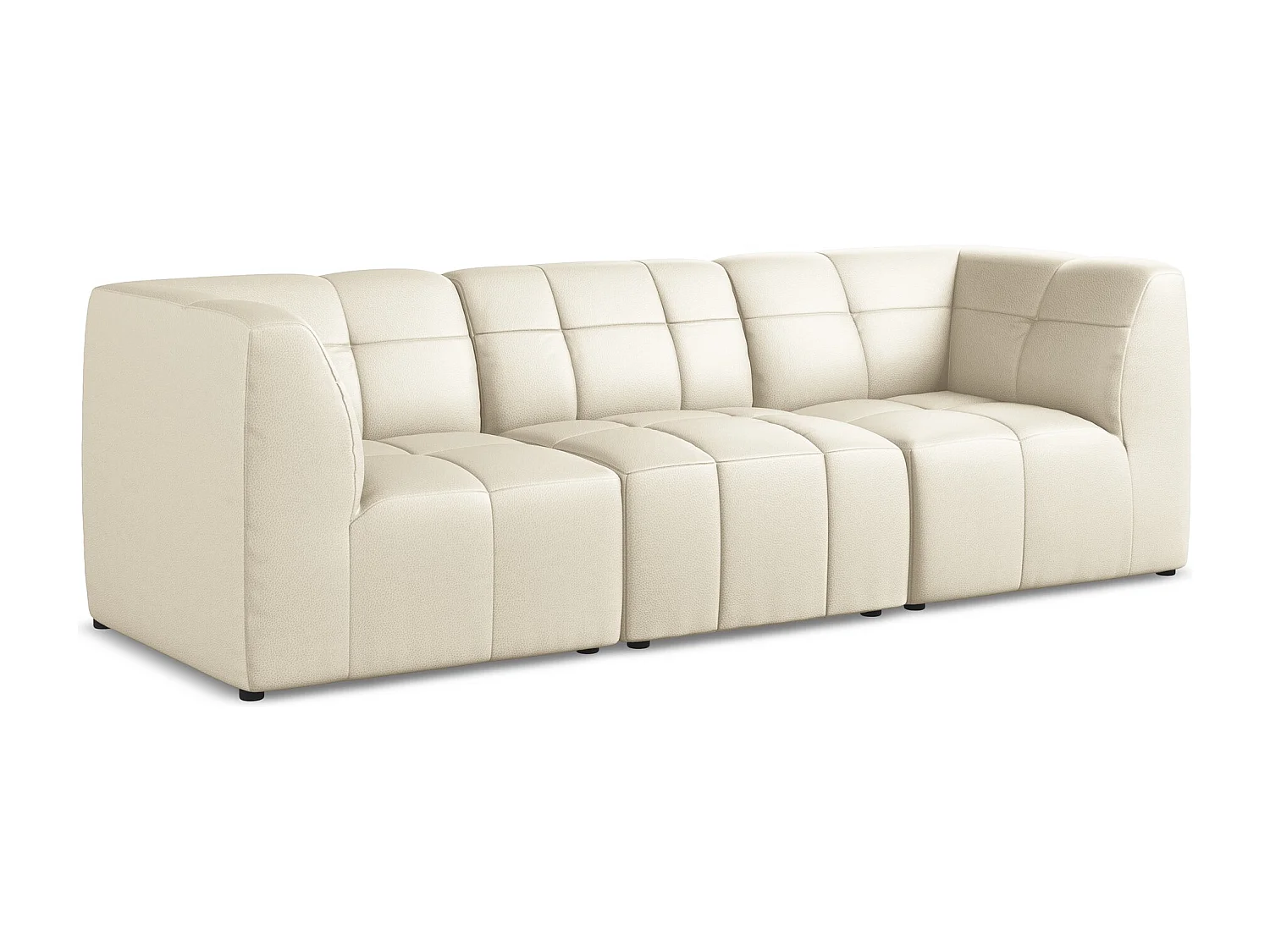 Driezits modulaire bank van lichtbeige kunstleer - ALOHA