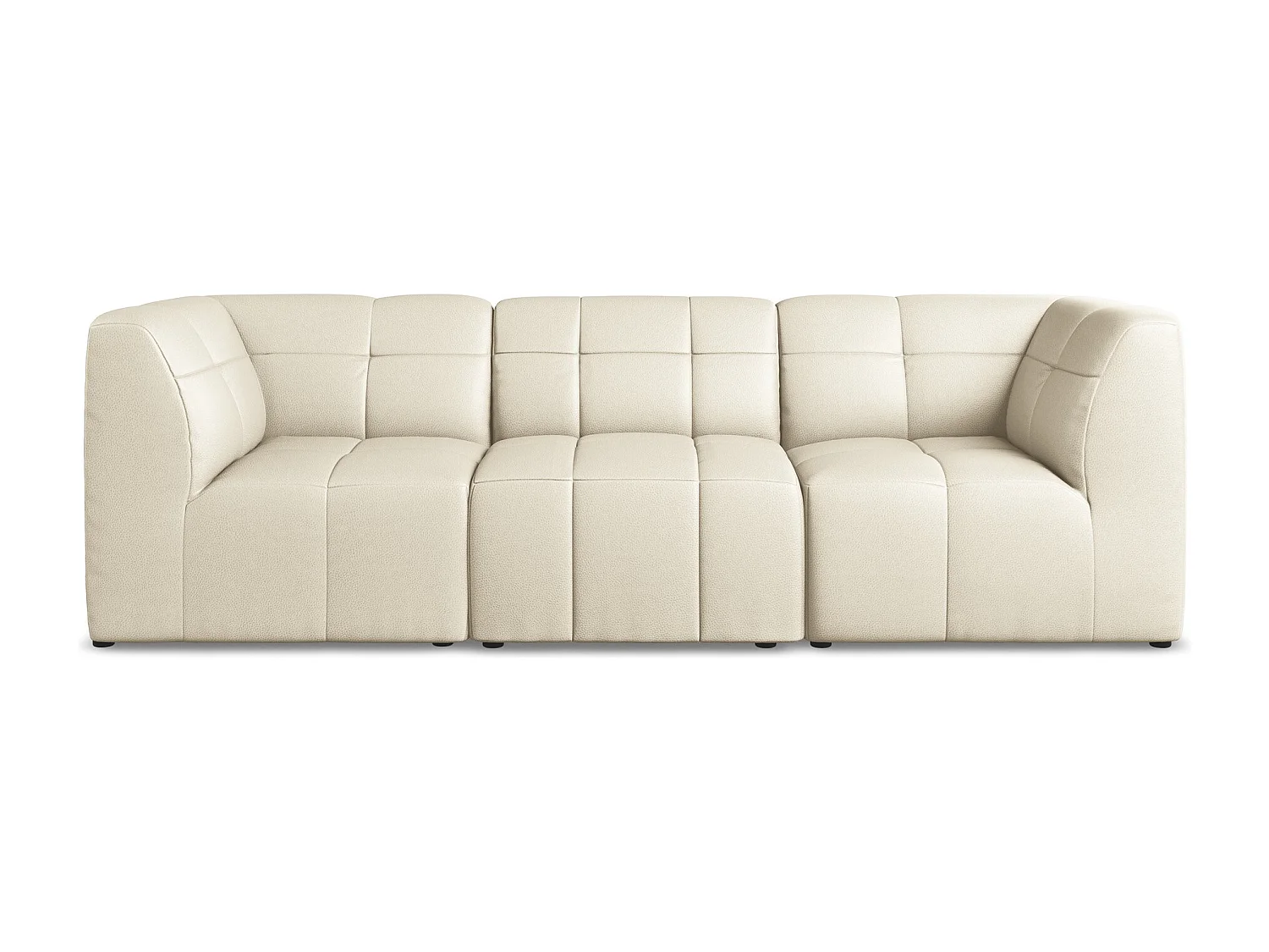 Driezits modulaire bank van lichtbeige kunstleer - ALOHA