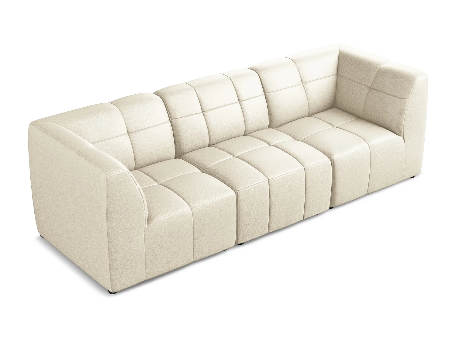 Driezits modulaire bank van lichtbeige kunstleer - ALOHA