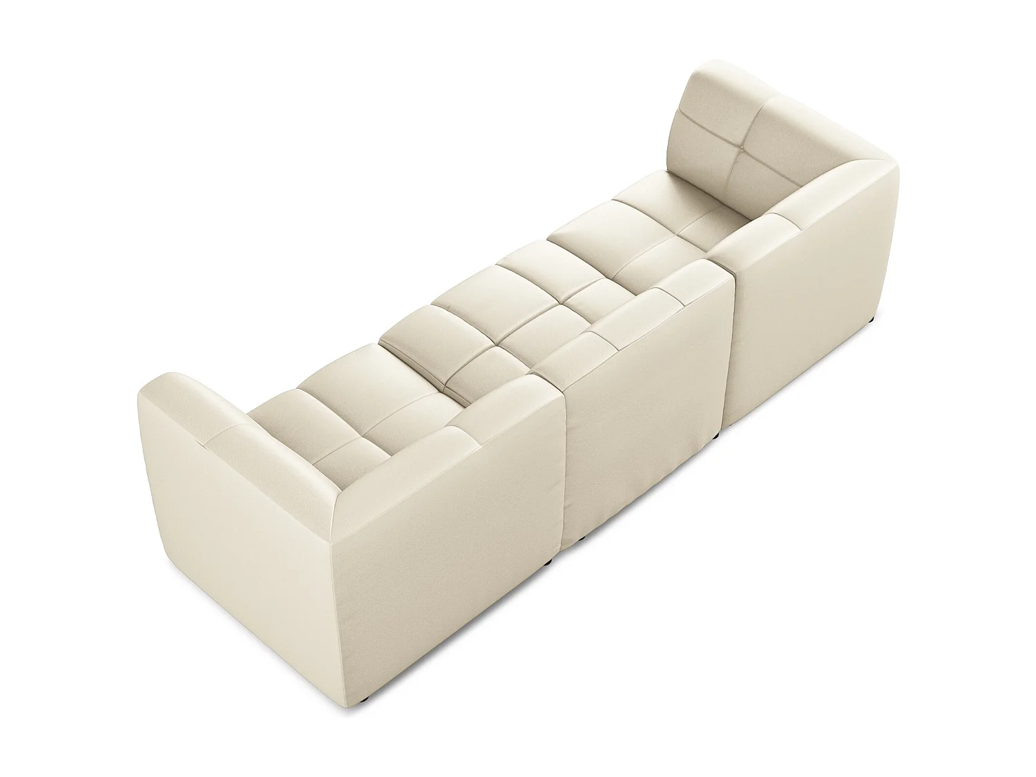 Driezits modulaire bank van lichtbeige kunstleer - ALOHA