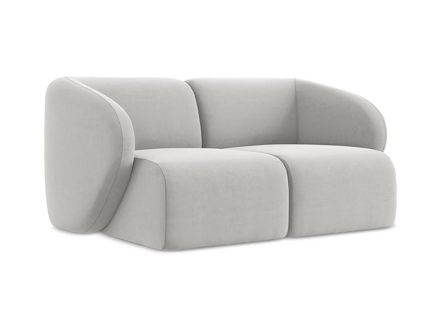 2-Sitzer Sofa - - Samt - Silber - LANI