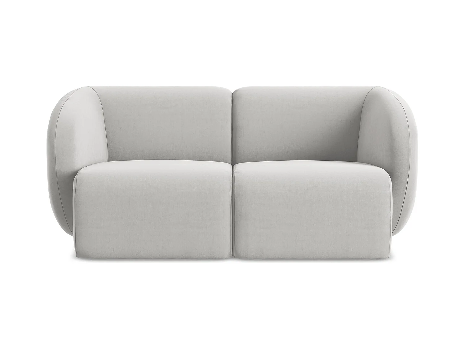 2-Sitzer Sofa - - Samt - Silber - LANI