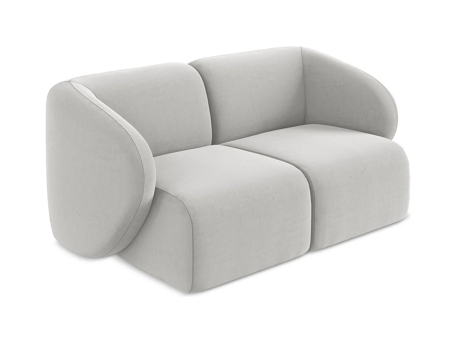 2-Sitzer Sofa - - Samt - Silber - LANI