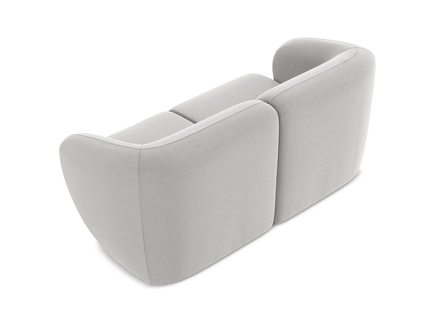 2-Sitzer Sofa - - Samt - Silber - LANI