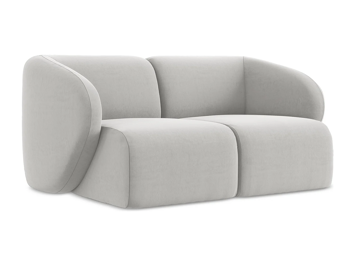 2-Sitzer Sofa - - Samt - Silber - LANI