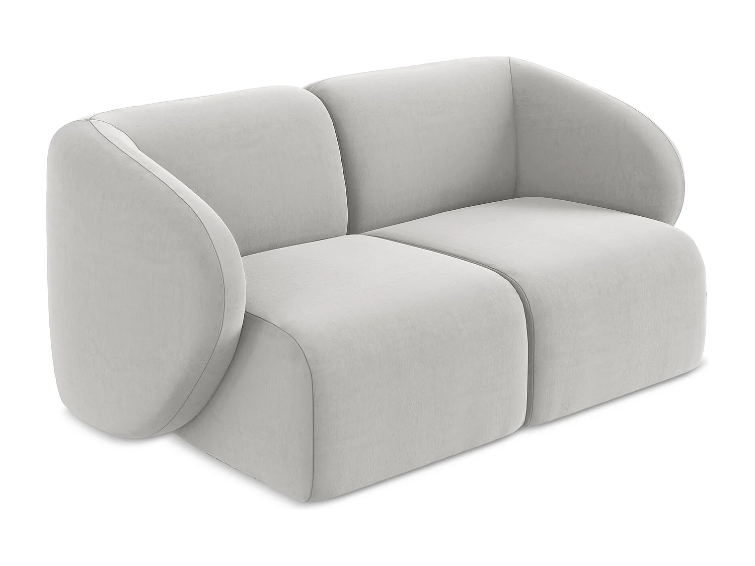 2-Sitzer Sofa - - Samt - Silber - LANI