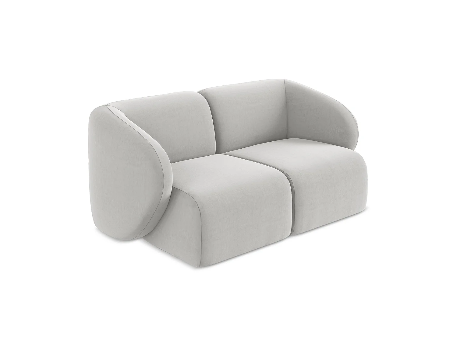 2-Sitzer Sofa - - Samt - Silber - CERVO