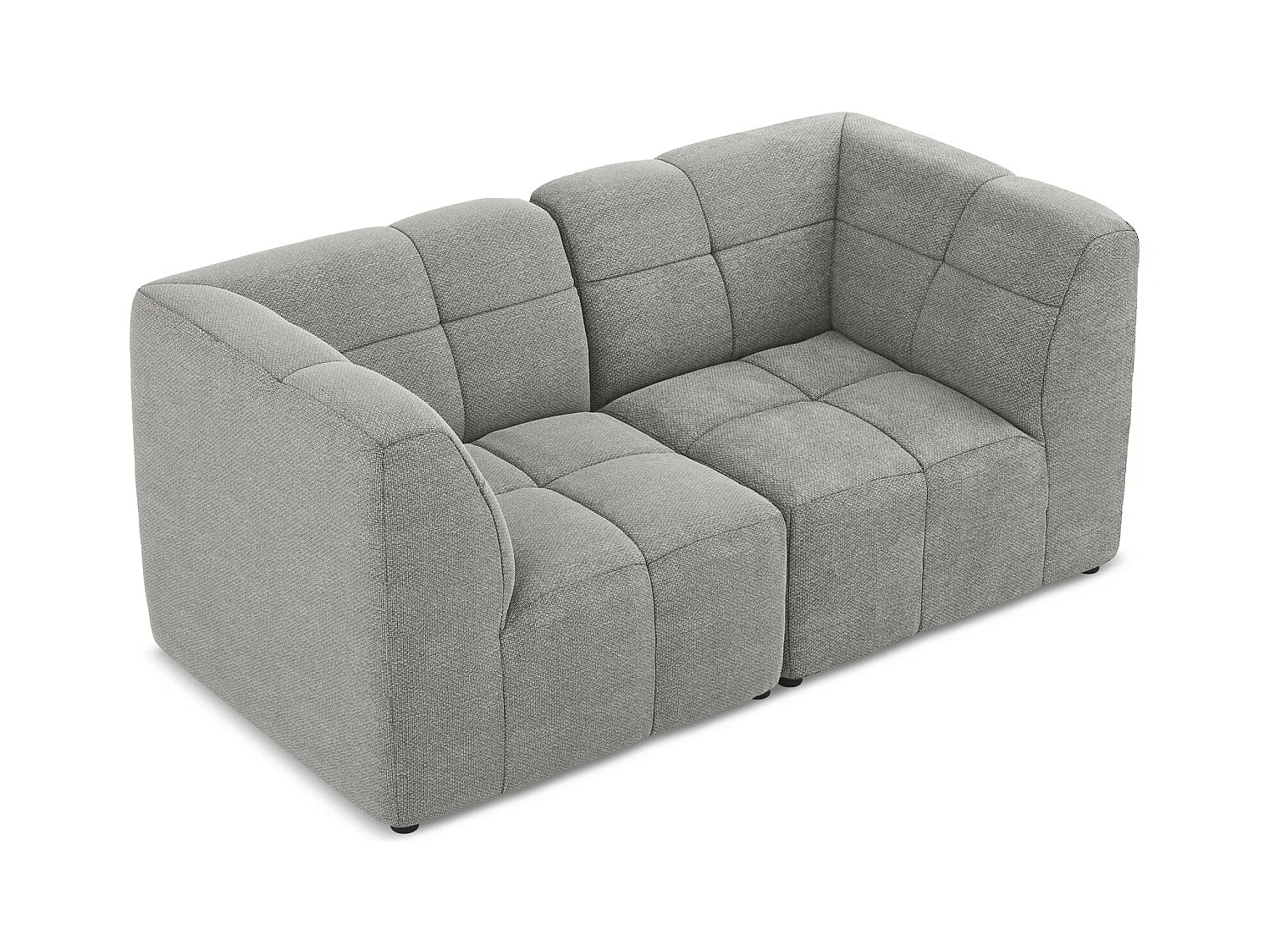 Canapé modulable 2 places en tissu bouclette - gris clair - ALOHA