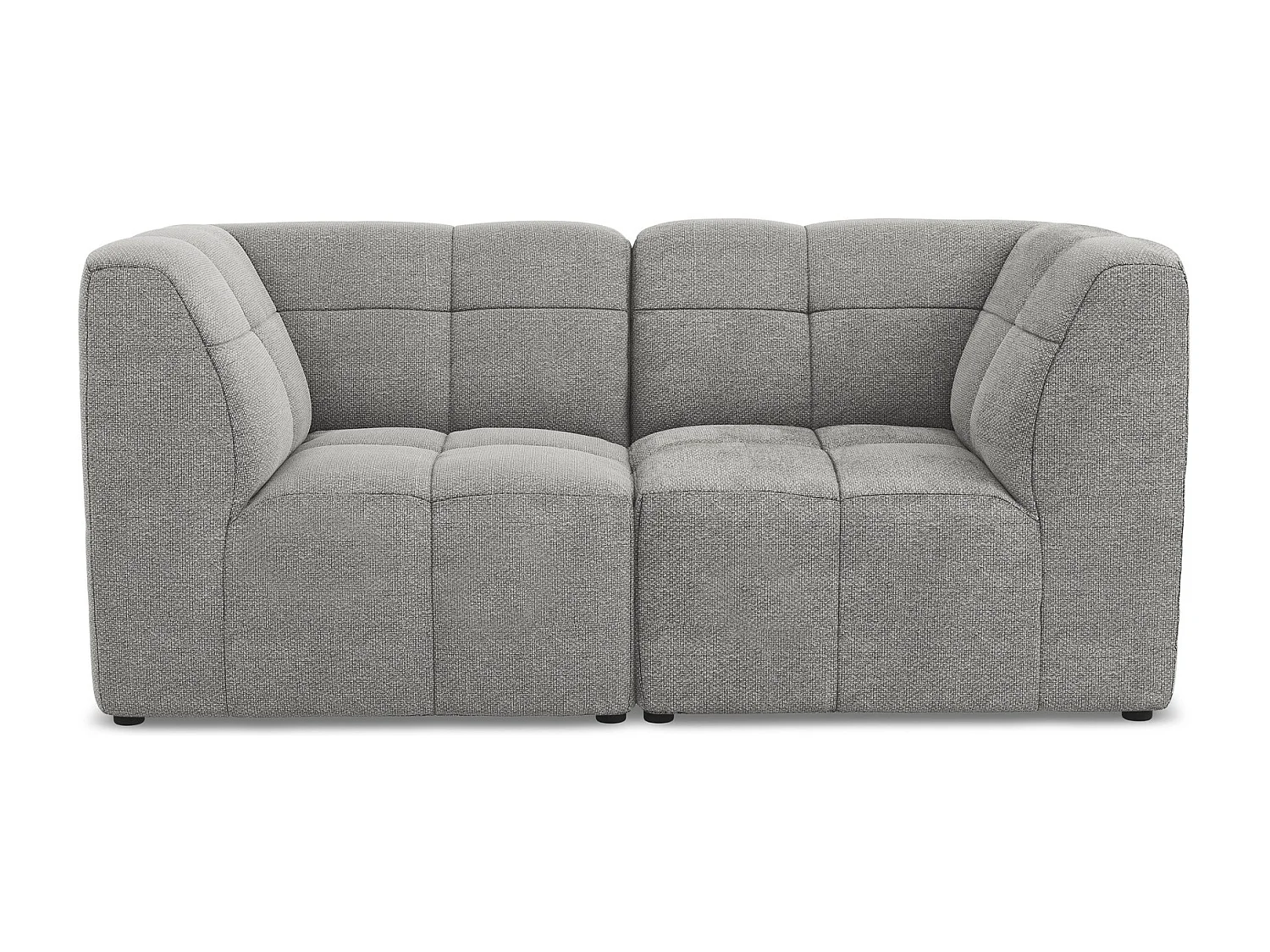 Canapé modulable 2 places en tissu bouclette - gris clair - ALOHA