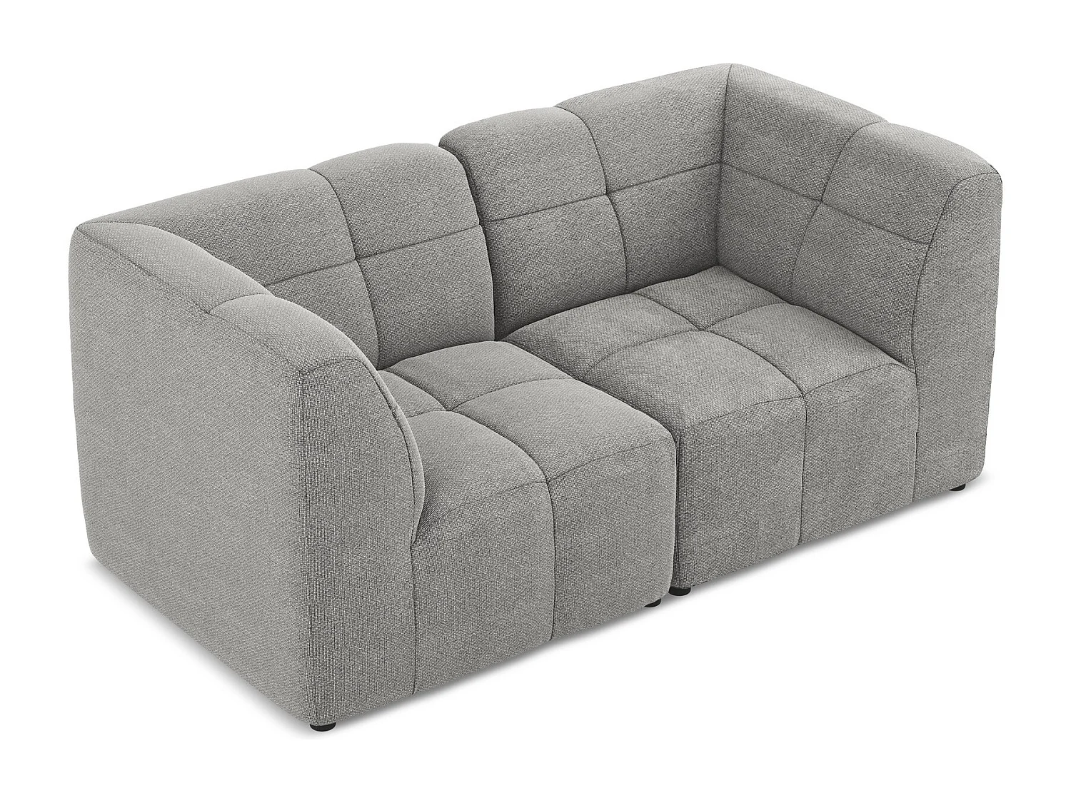 Canapé modulable 2 places en tissu bouclette - gris clair - ALOHA