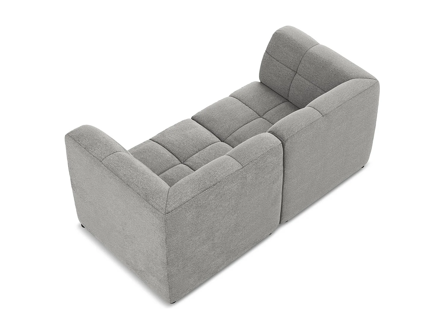 Canapé modulable 2 places en tissu bouclette - gris clair - ALOHA