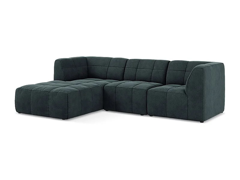 3-Sitzer Modulares Ecksofa - Ecke Links - Samt - Marine - ALOHA