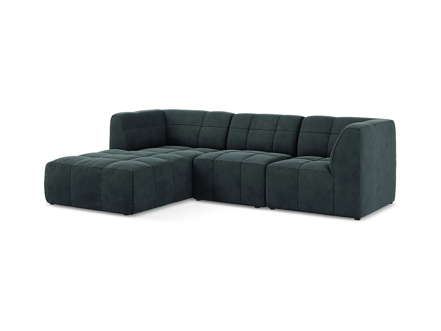 3-Sitzer Modulares Ecksofa - Ecke Links - Samt - Marine - ALOHA