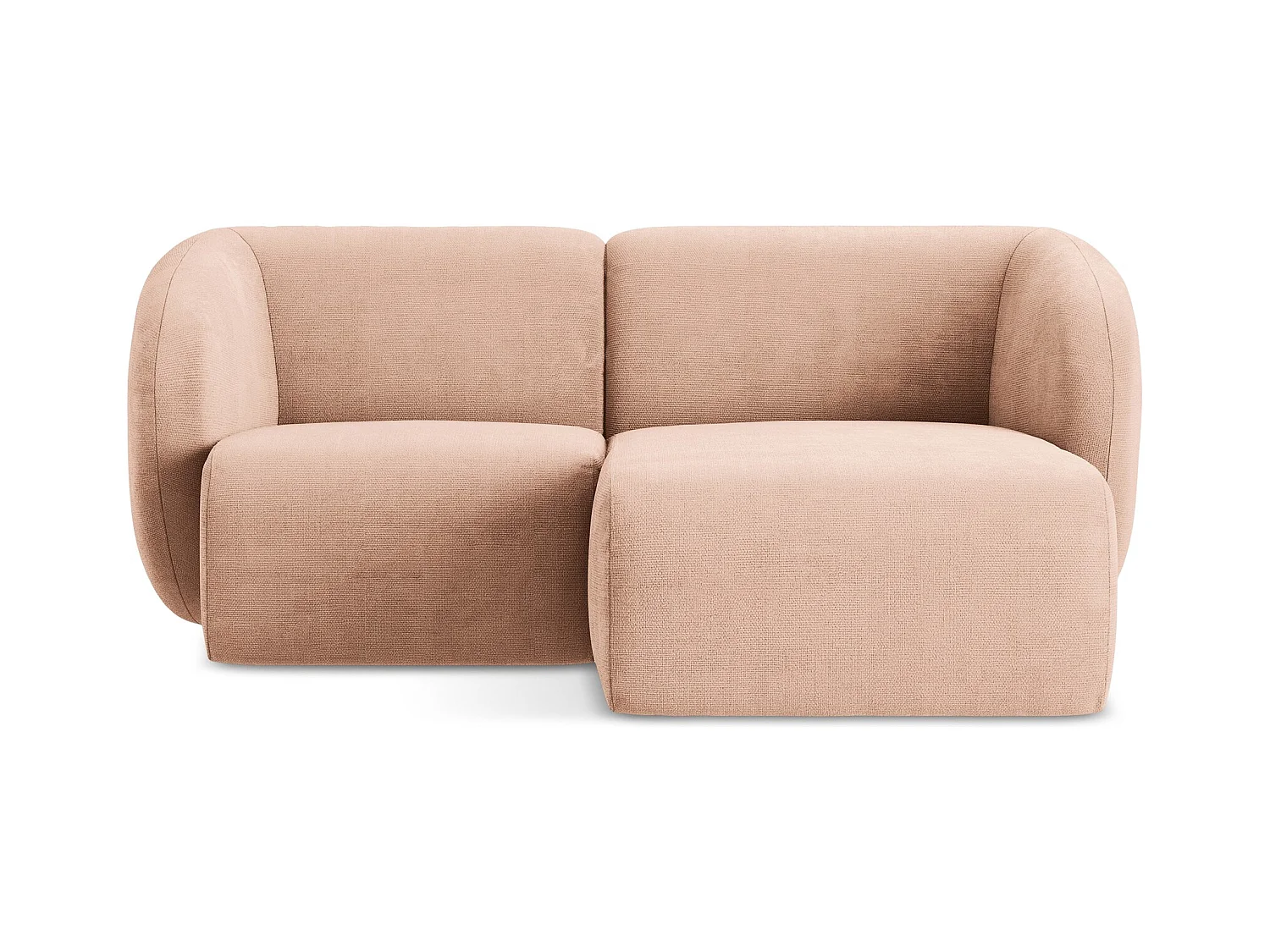 Narożnik prawostronny - z tkaniny szenilowej - brzoskwiniowy - LANI