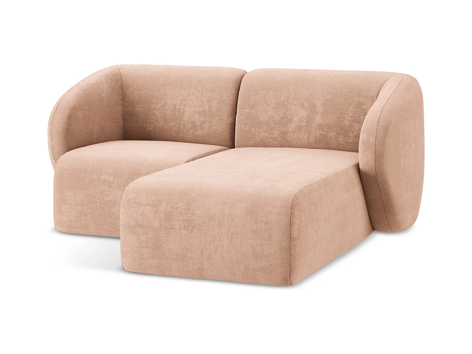 Narożnik prawostronny - z tkaniny szenilowej - brzoskwiniowy - LANI