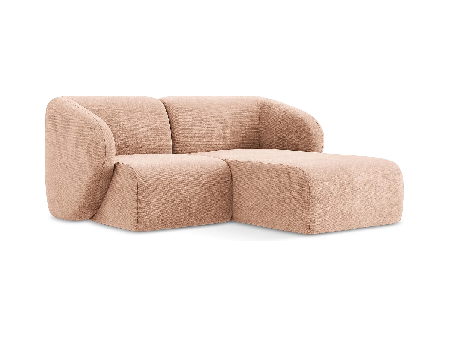Canapé d'angle 2,5 places modulaire droit en tissu chenille - pêche - LANI