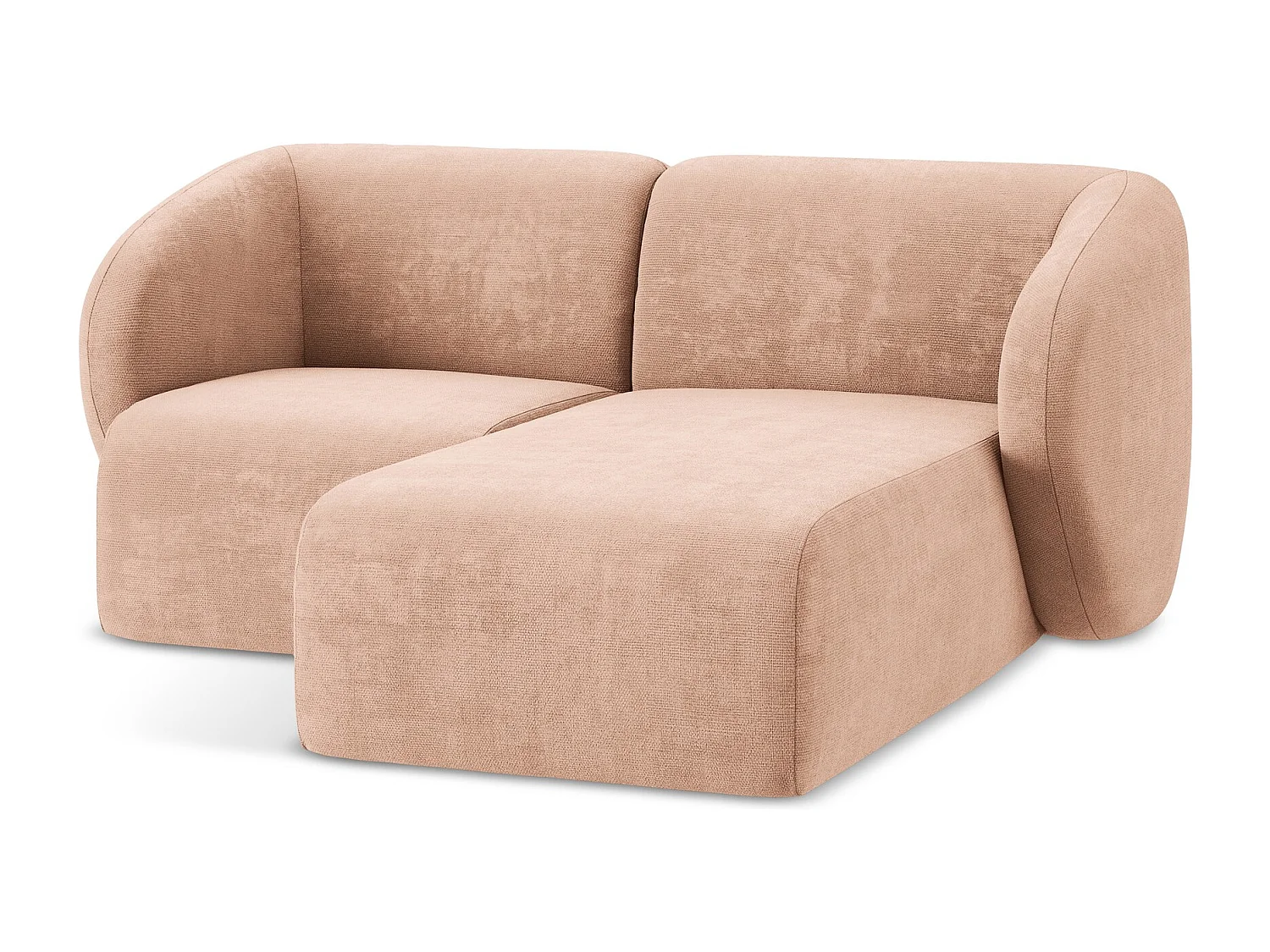 Modulaire hoekbank rechts van perzik chenille stof - LANI