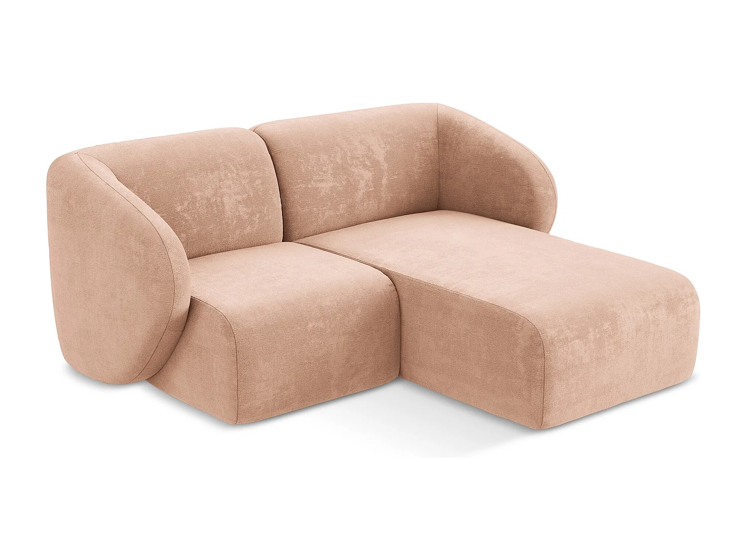 Modulaire hoekbank rechts van perzik chenille stof - LANI