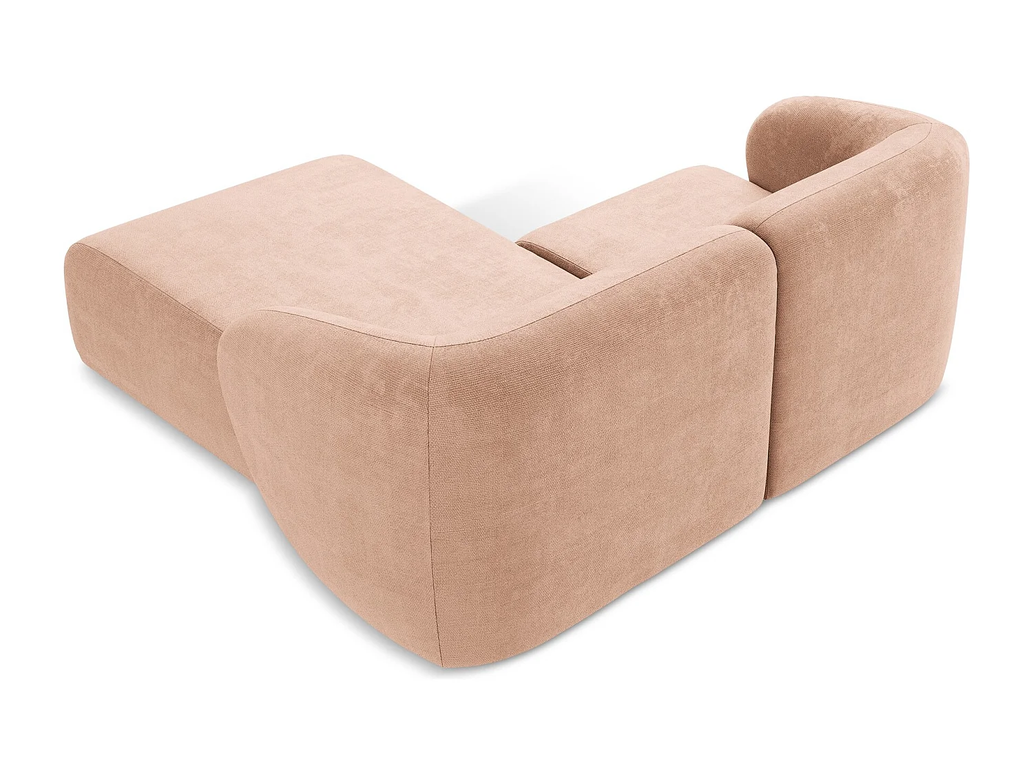 Modulaire hoekbank rechts van perzik chenille stof - LANI