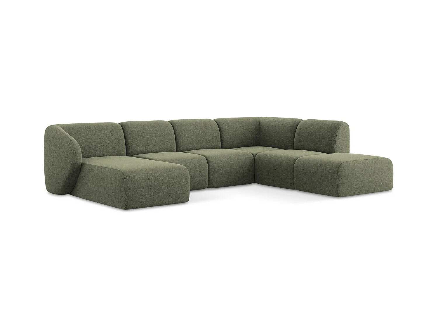 Große Wohnlandschaft Rechts - - Bouclé - Olive - LANI