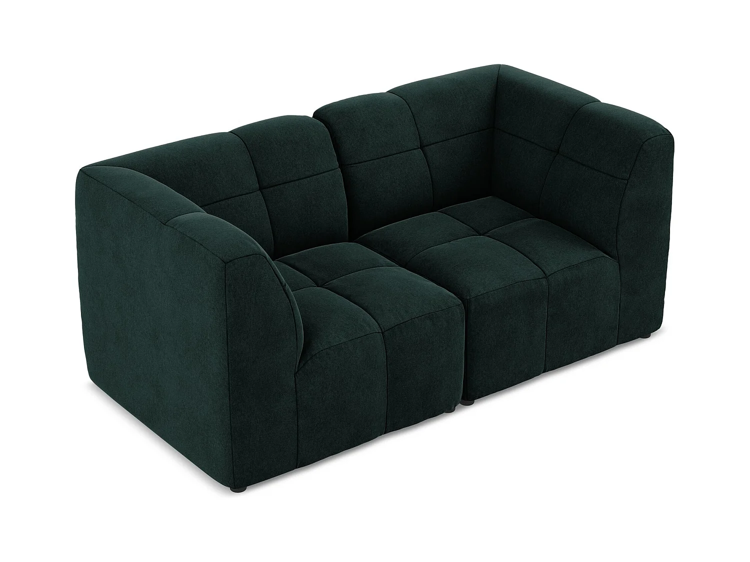 2-Sitzer Sofa - - Samt - Grau Grün - ALOHA