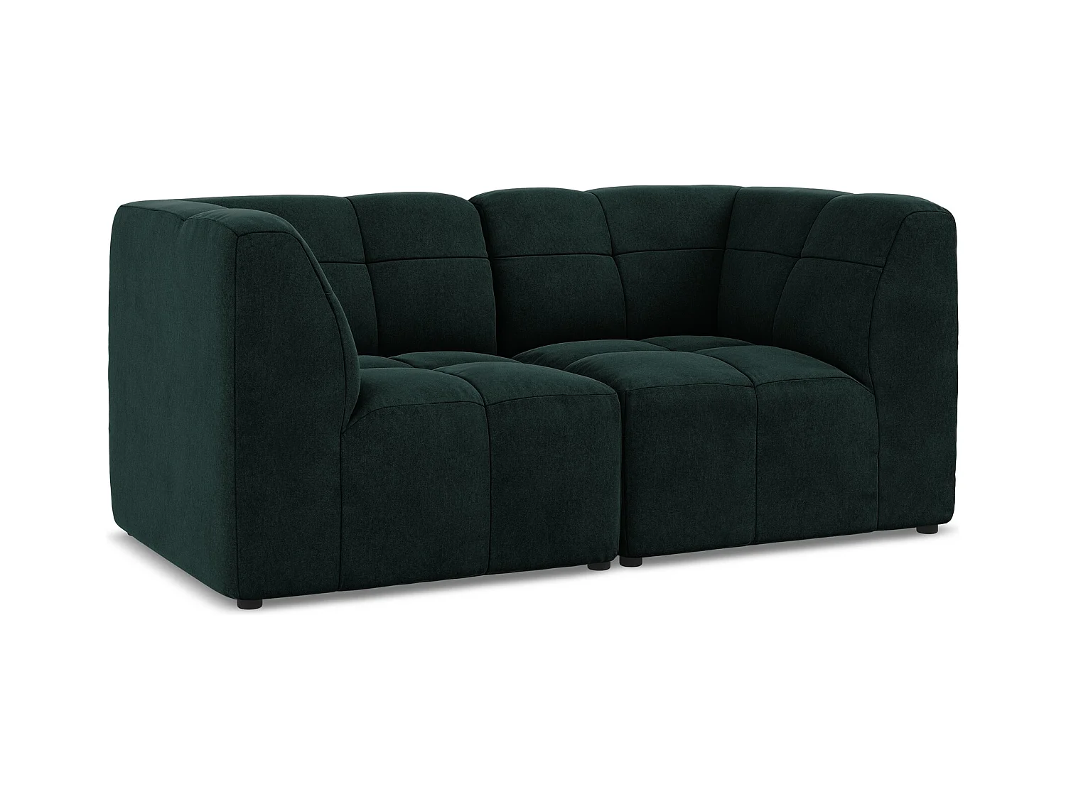 Canapé modulable 2 places en velours - gris vert - ALOHA