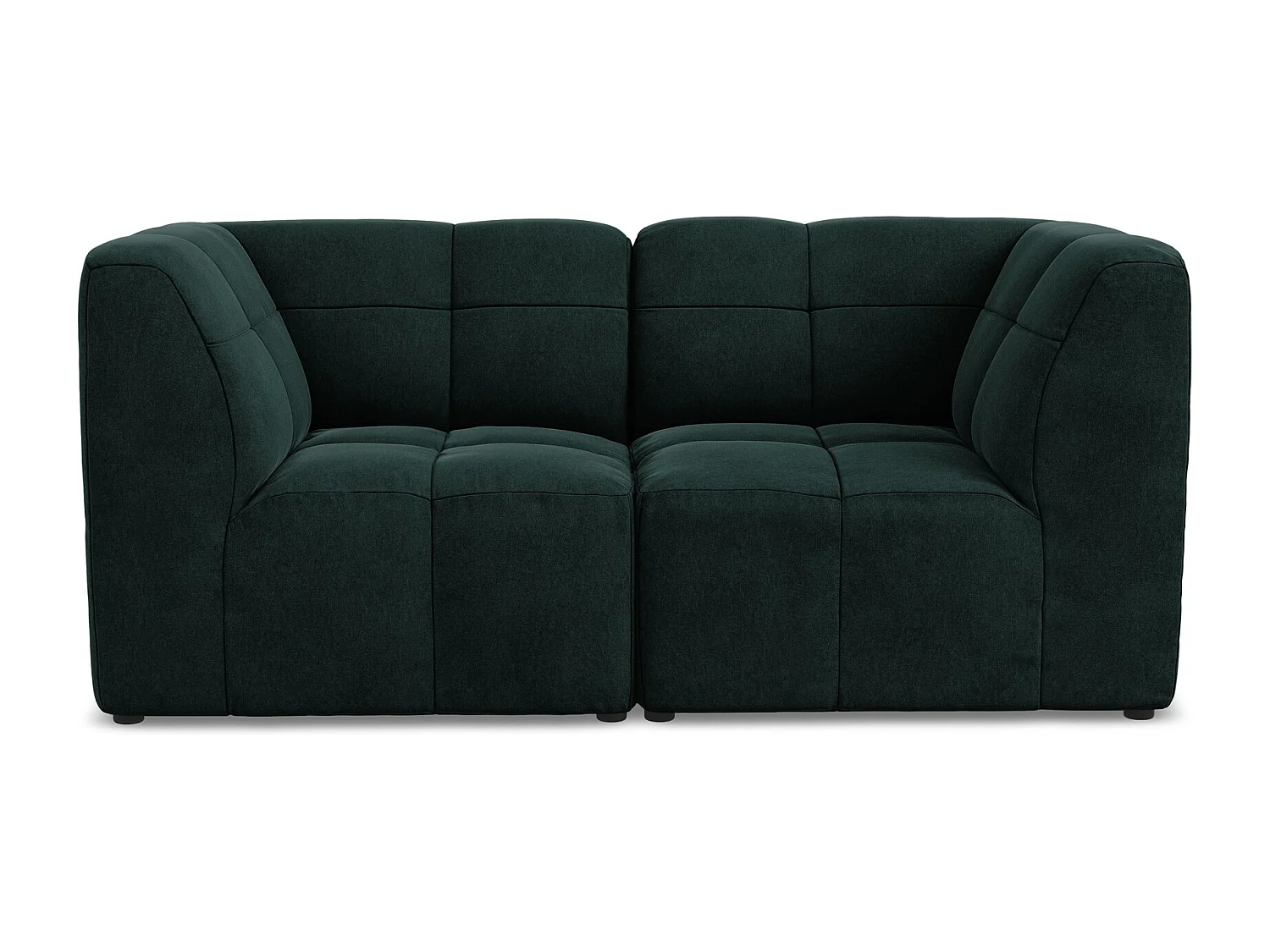 Canapé modulable 2 places en velours - gris vert - ALOHA