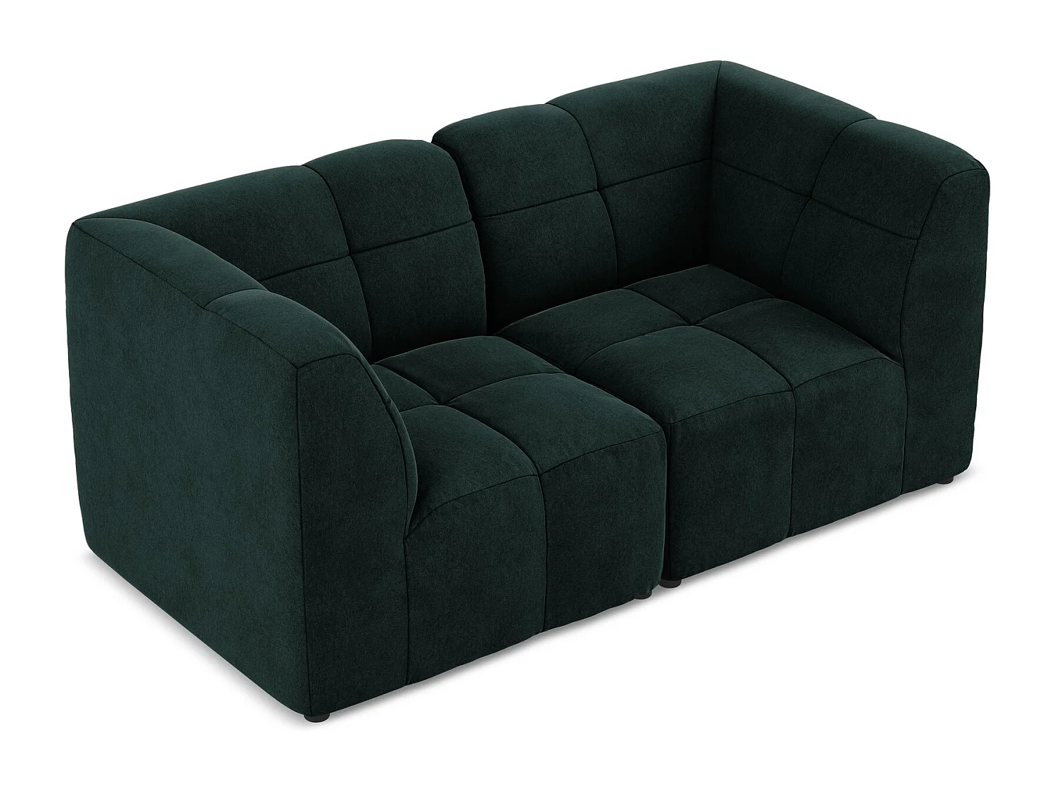 Canapé modulable 2 places en velours - gris vert - ALOHA