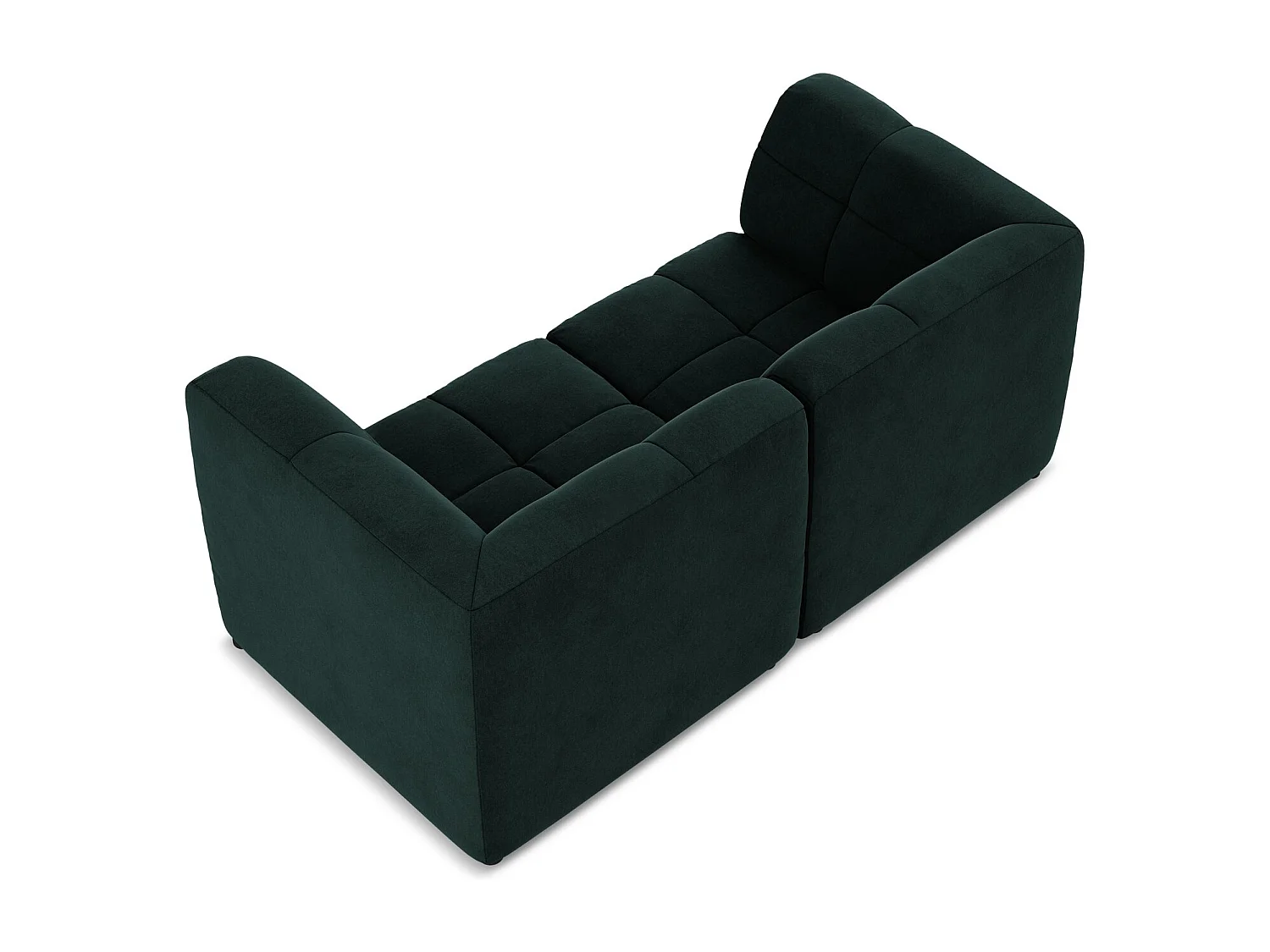 Canapé modulable 2 places en velours - gris vert - ALOHA