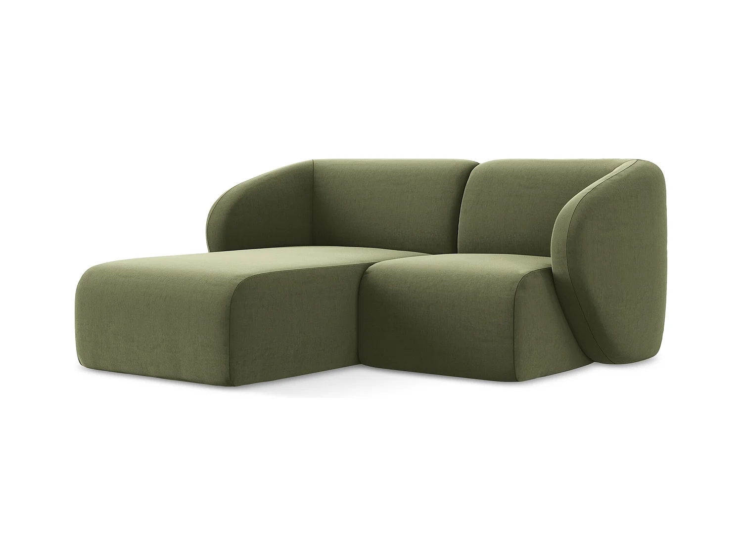 Canapé d'angle 2,5 places modulaire gauche en velours - olive - LANI