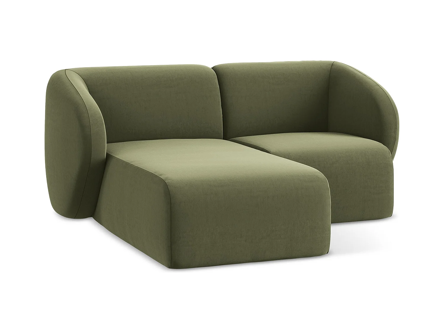 Modulaire hoekbank links van olijfgroen velours - LANI