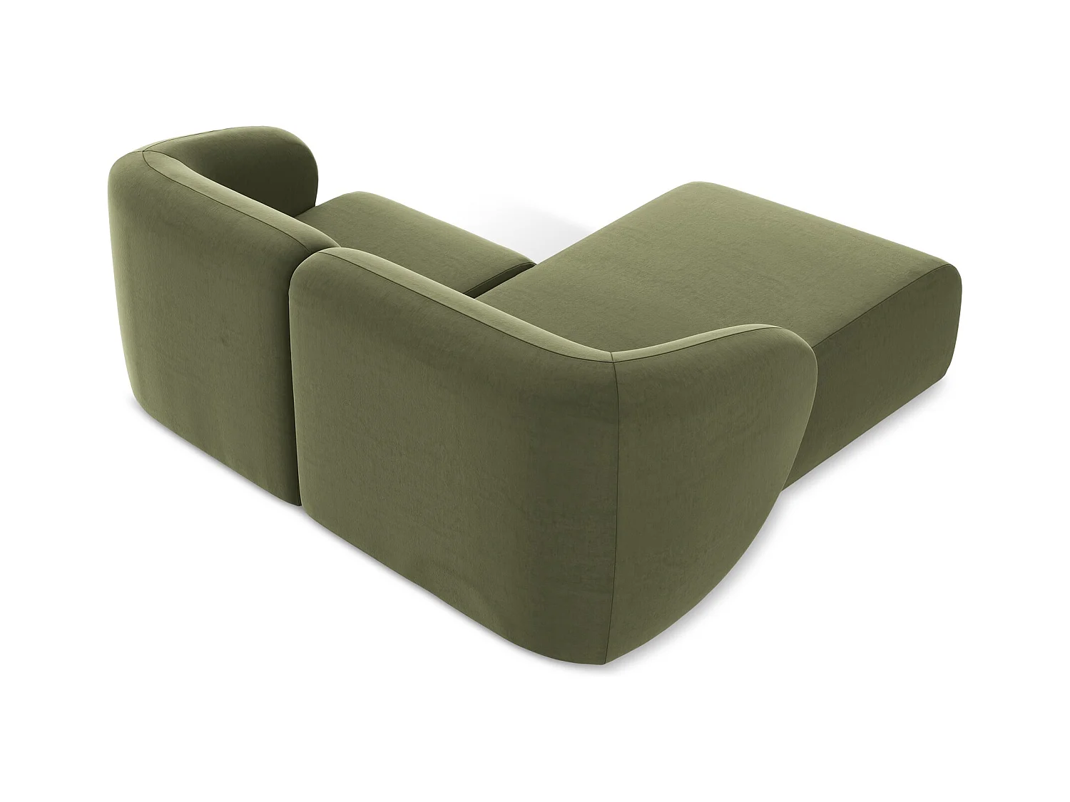 Modulaire hoekbank links van olijfgroen velours - LANI