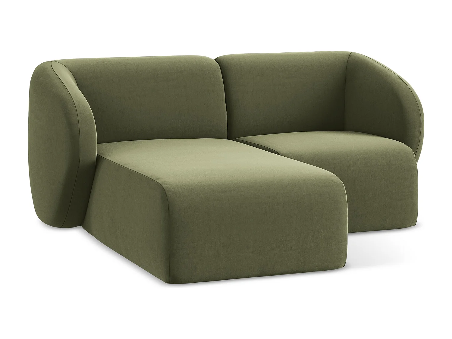 Modulaire hoekbank links van olijfgroen velours - LANI