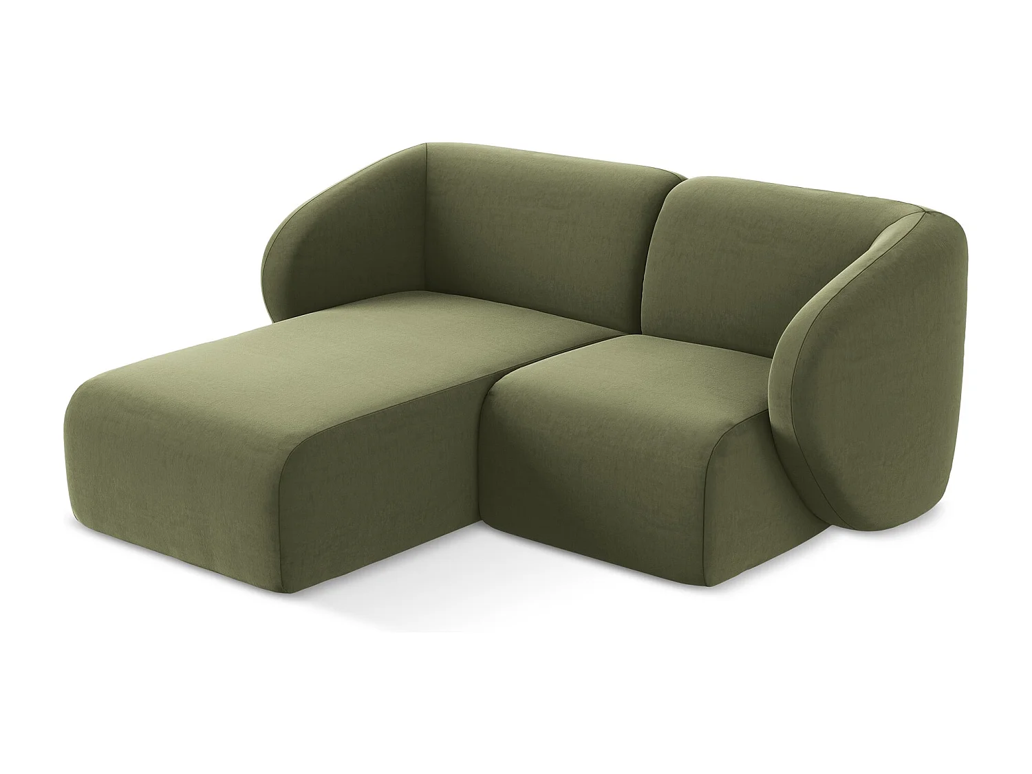 Modulaire hoekbank links van olijfgroen velours - LANI