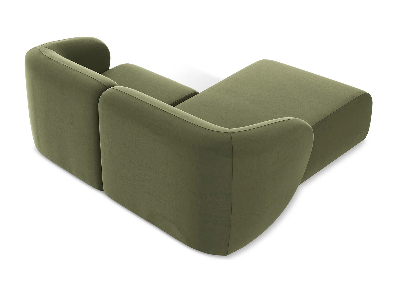 Modulaire hoekbank links van olijfgroen velours - LANI