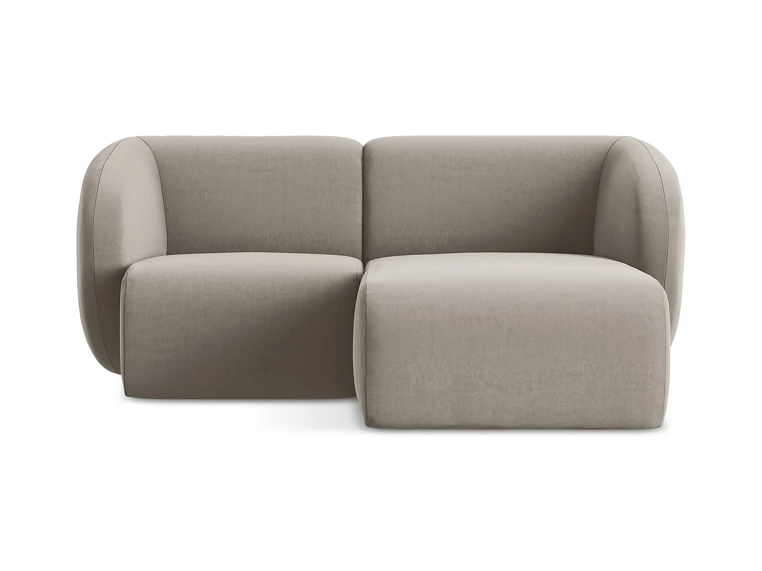 Canapé d'angle 2,5 places modulaire droit en velours - taupe - LANI