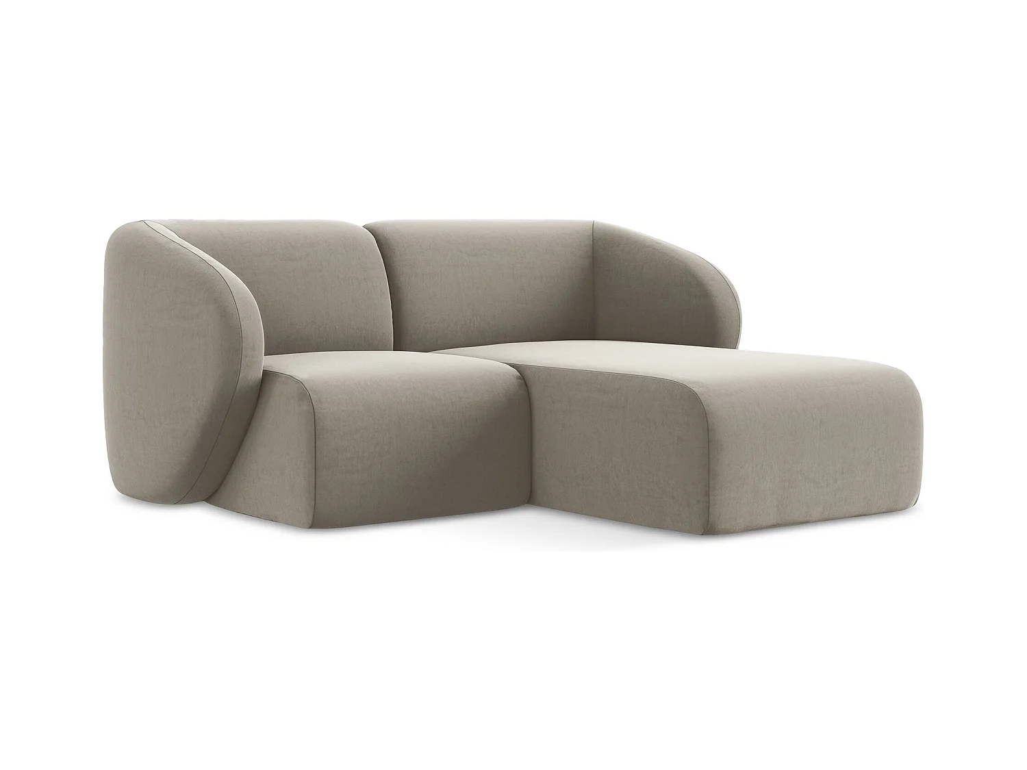 Canapé d'angle 2,5 places modulaire droit en velours - taupe - LANI