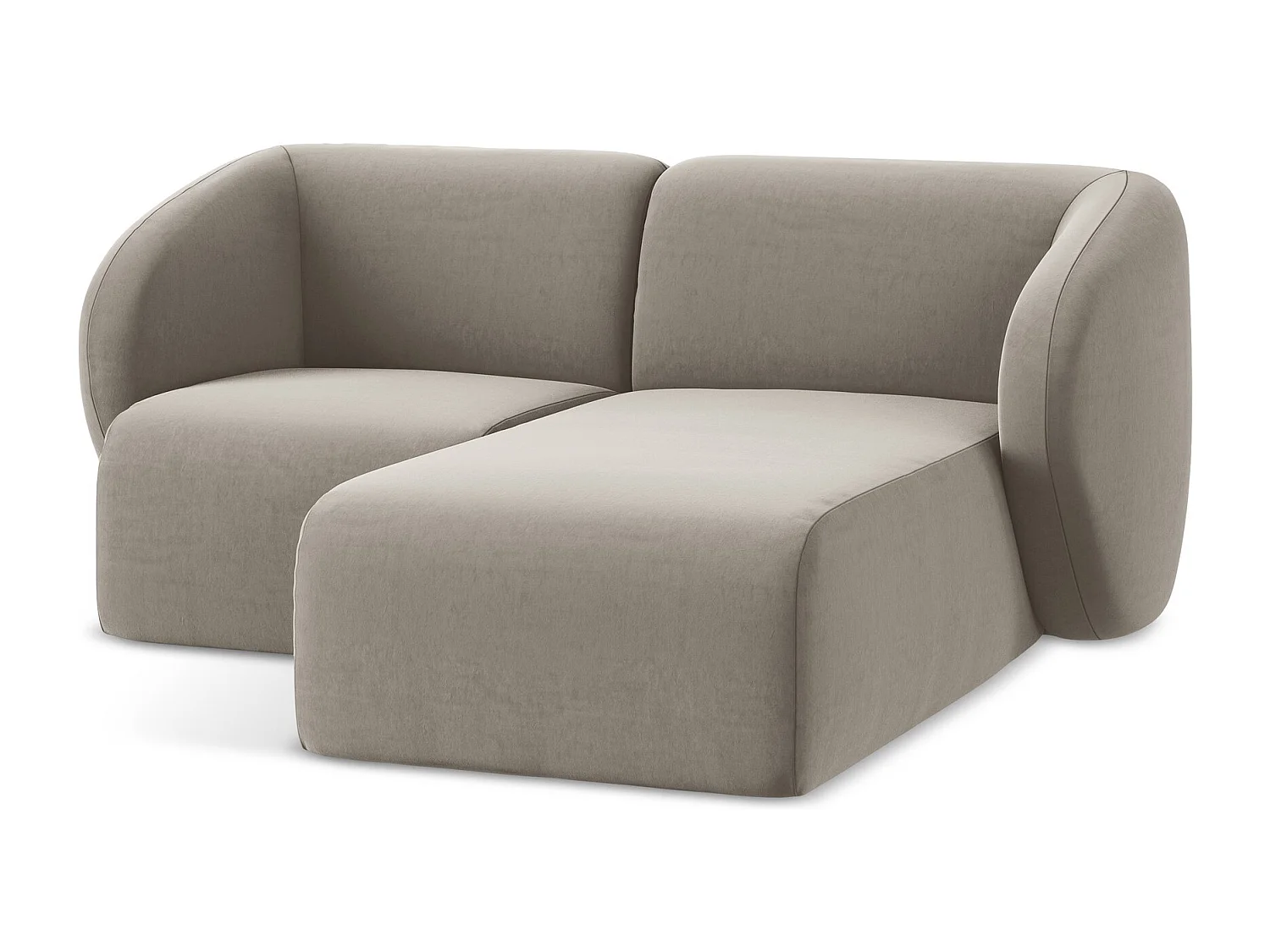 Modulaire hoekbank rechts van taupe velours - LANI