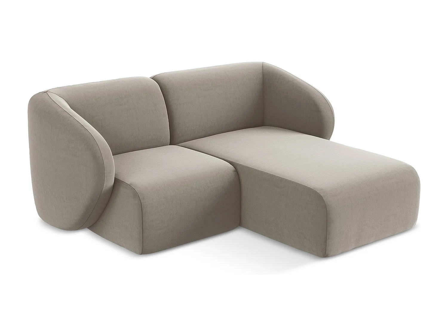 Modulaire hoekbank rechts van taupe velours - LANI